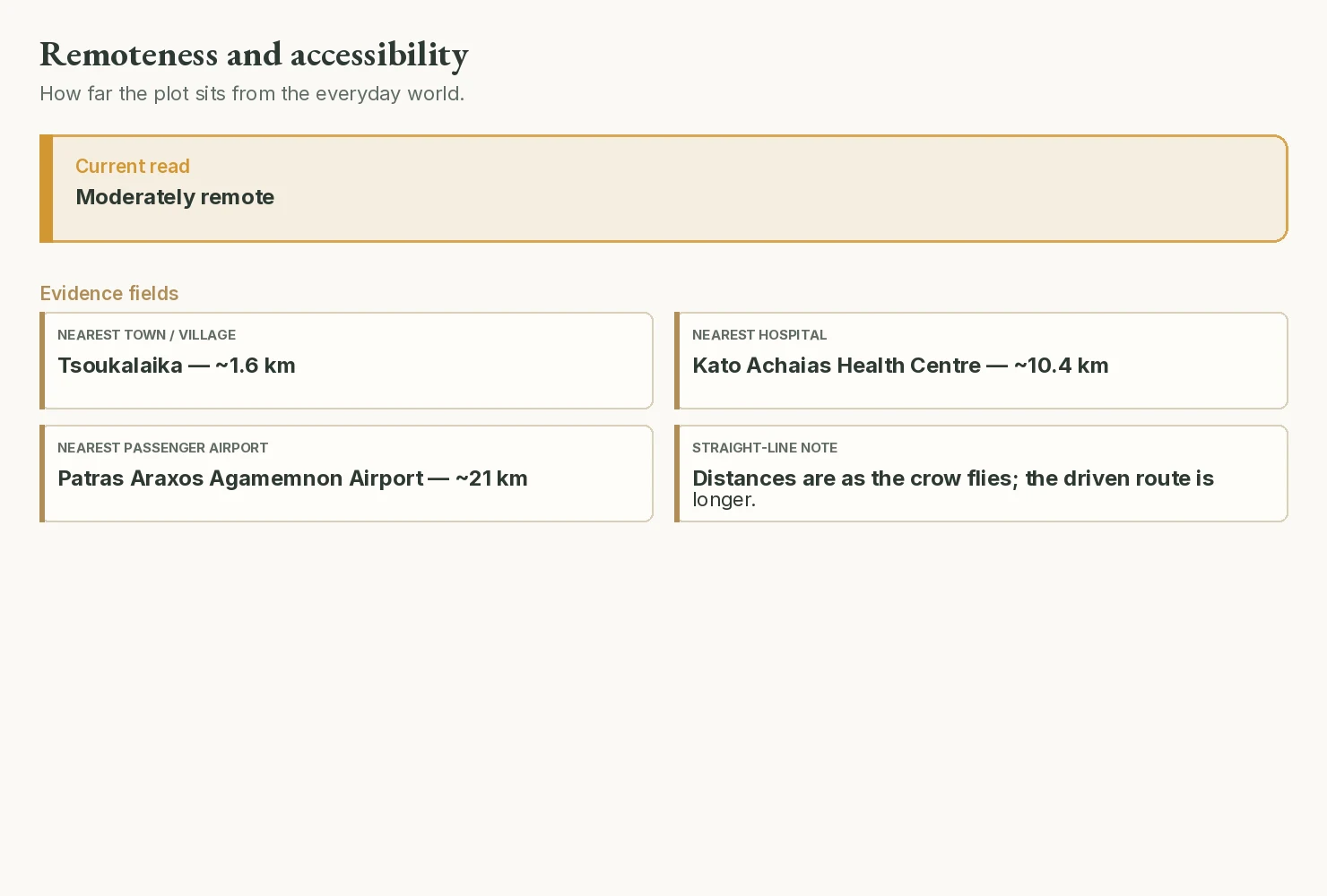 Anonymised report map screening remoteness and accessibility