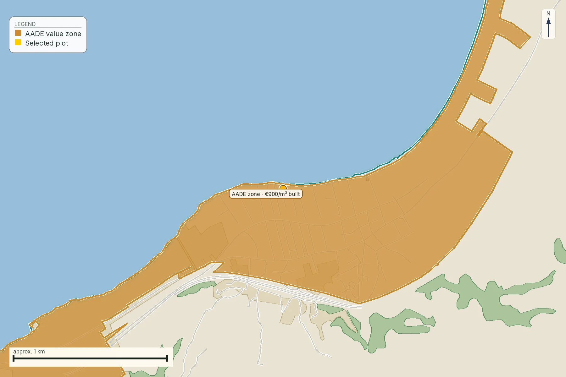 Redacted APAA zone map with legend and an anonymous selected plot